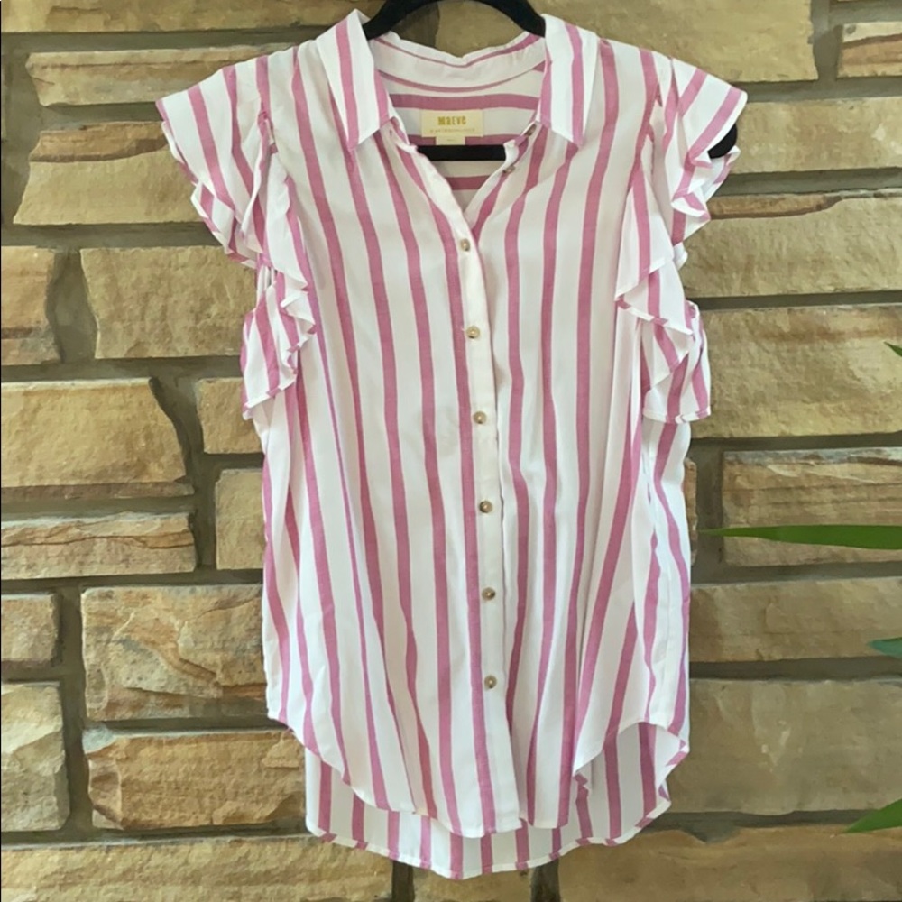 Anthropologie Ruffle Sleeve Blouse